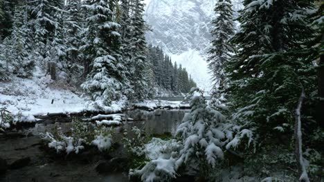 North-cascade-lake-outlet-framed-by-snow-covered-larches
