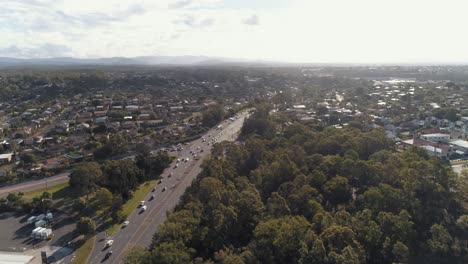 Aerial-view-of-a-busy-highway-during-peak-hour