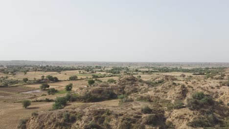 Aerial-drone-shot-of-Chambal-Ravines-at-Morena-,-Rajasthan