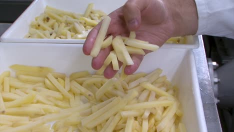 hand-takes-a-sample-of-fries-to-check