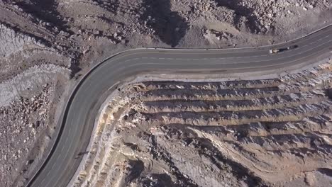 Desert-Road-at-Jebel-Jais-Mountain-United-Arab-Emirates---aerial-shot