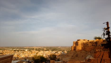 Bewegungssteuerung-Im-Zeitraffer-Der-Stadtlandschaft-Von-Jaisalmer,-Rajasthan,-Indien