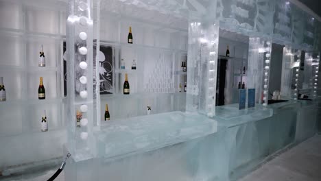 Ice-bar-in-ice-hotel-tourist-attraction,-Sweden