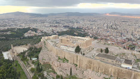 Point-of-interest-aerial-shot-around-the-Acropolis-of-Athens-during-the-morning