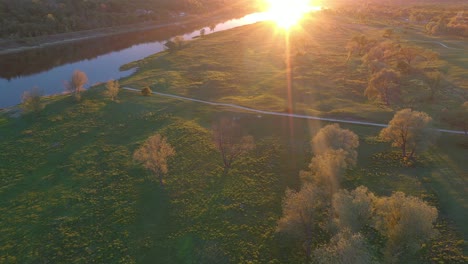 Drone-aerial-view-of-beautiful-park-in-Kaunas,-Lithuania