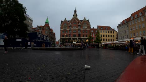 Timelapse-of-Kultorvet-square-in-Copenhagen,-Denmark