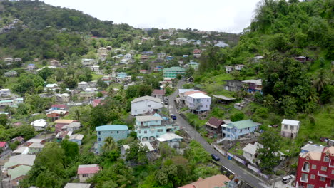 Drone-ascending-in-Caribbean-City---Kingstown,-St-Vincent-and-the-Grenadines