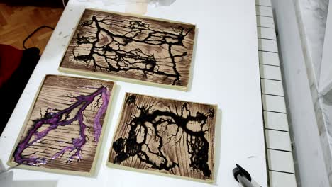 Pouring-epoxy-resin-in-the-wood-holes
