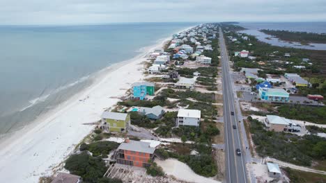 Long-Road-Splitting-Two-Residential-Areas-In-Cape-San-Blas,-Florida