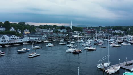 Amazing-aerial-of-coastal-scenery-of-Maine,-USA