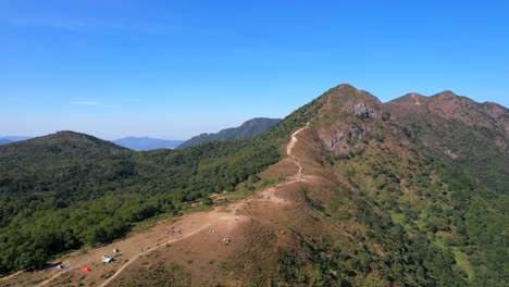 Beautiful-dry-bare-plain-for-paragliding-atop-the-Ngong-Ping-in-Ma-On-Shan-Hong-Kong-on-a-clear-blue-sunny-summer-day