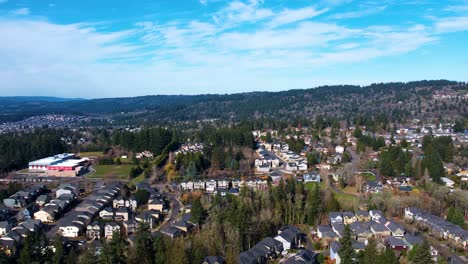 4K-aerial-drone-shot-overlooking-Portland,-Oregon-suburban-houses
