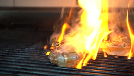Shrimp-roast-on-the-grill-with-the-flame-that-gives-an-extra-flavor