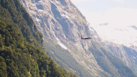 Tour-plane-in-the-canyon.-Milford-sound