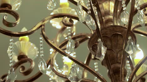 Close-up-of-a-Elegant-chandelier-at-a-wedding-reception-venue-in-slow-motion