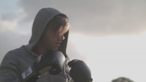Man-Boxing-In-The-Park-In-The-Evening-Sun---Ungraded