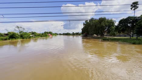 Natural-Disaster-With-Flood-Hits-Countryside-Town-Of-Chiang-Mai-Province,-Northern-Thailand