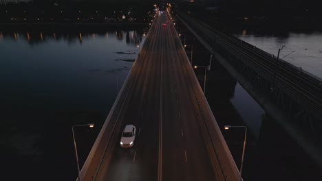 A-car-drives-over-the-Gdanski-Bridge-in-Warsaw