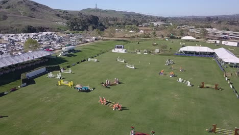 Aerial-footage-of-a-show-jumping-course-at-an-equestrian-park