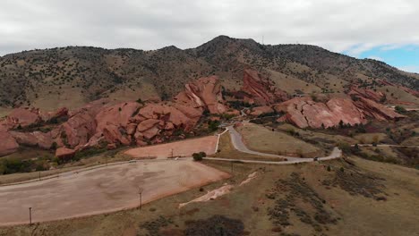 Aerial-shot-Zoom-in-on-Red-Rocks-Amphitheater-in-the-fall