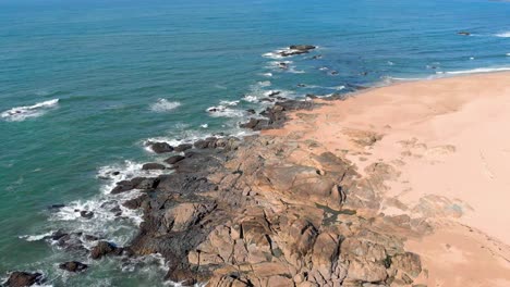 Aerial-footage-of-beach-at-Vila-do-Conde,-Portugal