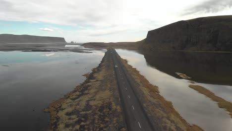 Flyover-Shot-of-a-Stunning-Road-in-Iceland