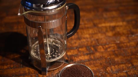 Pan-down-of-french-press-and-coffee-grounds