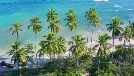 Amazing-aerial-shot-with-drone-of-Los-Coquitos-beach-in-Nagua,-Dominican-Republic