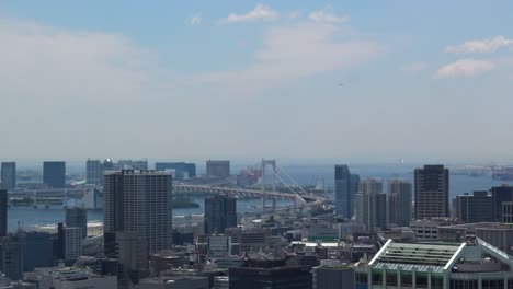Die-Luftaufnahme-Des-Meeres-Und-Der-Brücke-In-Tokio