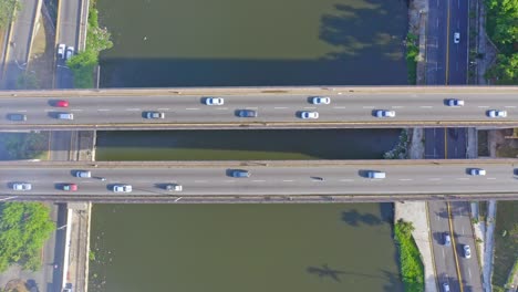 Car-traffic-over-Ramon-Matias-Mella-bridge,-Santo-Domingo-in-Dominican-Republic