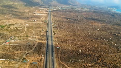 Aerial-view-of-highway-in-the-desert,-Chile