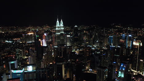 Cityscape-Kuala-Lumpur-downtown,-aerial-view-at-night,-Kuala-Lumpur,-Malaysia