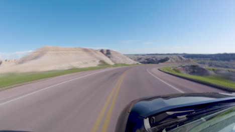 Time-lapse-driving-through-Badlands-National-Park-in-South-Dakota,-USA