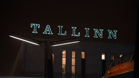 Illuminated-sign-of-Tallinn-in-railway-station-in-the-evening