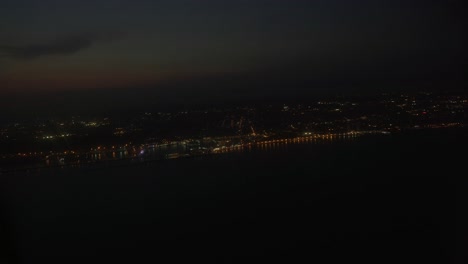 Approaching-Barcelona-airport-at-night