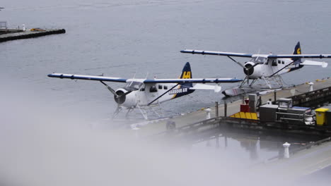 Two-seaplanes-floating-in-a-beautiful-harbour