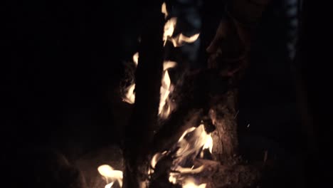 Warm-camp-fire-with-embers-and-flames-with-some-natural-camera-shake