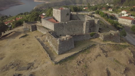 Lindoso-castle-and-espigueiros-by-drone,-Portugal