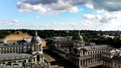 Aerial-shot-of-the-Old-Naval-College-in-Greenwich,-London