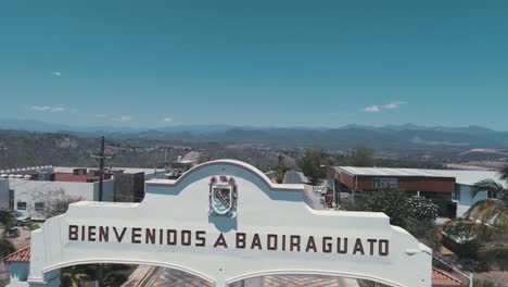 Aerial-shot-of-the-arches-at-the-entrance-of-badiraguato