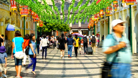 Macau---Circa-Time-lapse-of-shoppers-at-a-market-in-Macau,-China