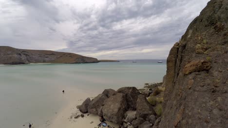 Aerial-drone-shot-of-Balandra-Beach,-Baja-California-Sur