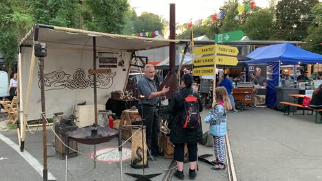 Blacksmith-at-summer-fair-next-to-Tram-Museum-in-Zurich-Switzerland