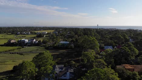 Aerial-rotate-reveal-of-the-north-end-of-Tybee-Island