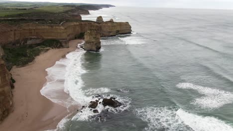 Stunning-Aerial-Footage-of-12-Apostles-along-Australian-Coast,-the-Great-Ocean-Road-Holiday
