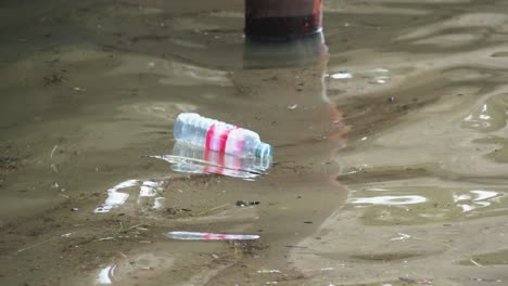 Single-Use-Plastic-Water-Bottle-Floating-In-Water