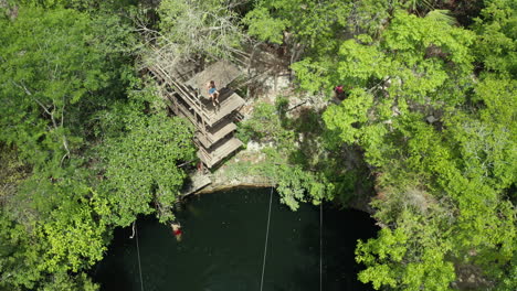 Drone-shot-over-a-Cenote---Quintana-Roo---Mexico
