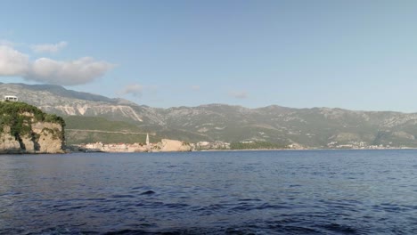 Budva-old-town-in-Montenegro-on-the-coastline-of-the-Adriatic-Ocean-on-a-sunny-day