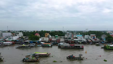 Cai-Rang-Mercado-Flotante-En-El-Río-Mekong,-Vietnam