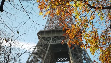 Nov-2019,-Paris,-France:-the-Tour-Eiffel-filmed-from-below-in-a-sunny-autumn-day